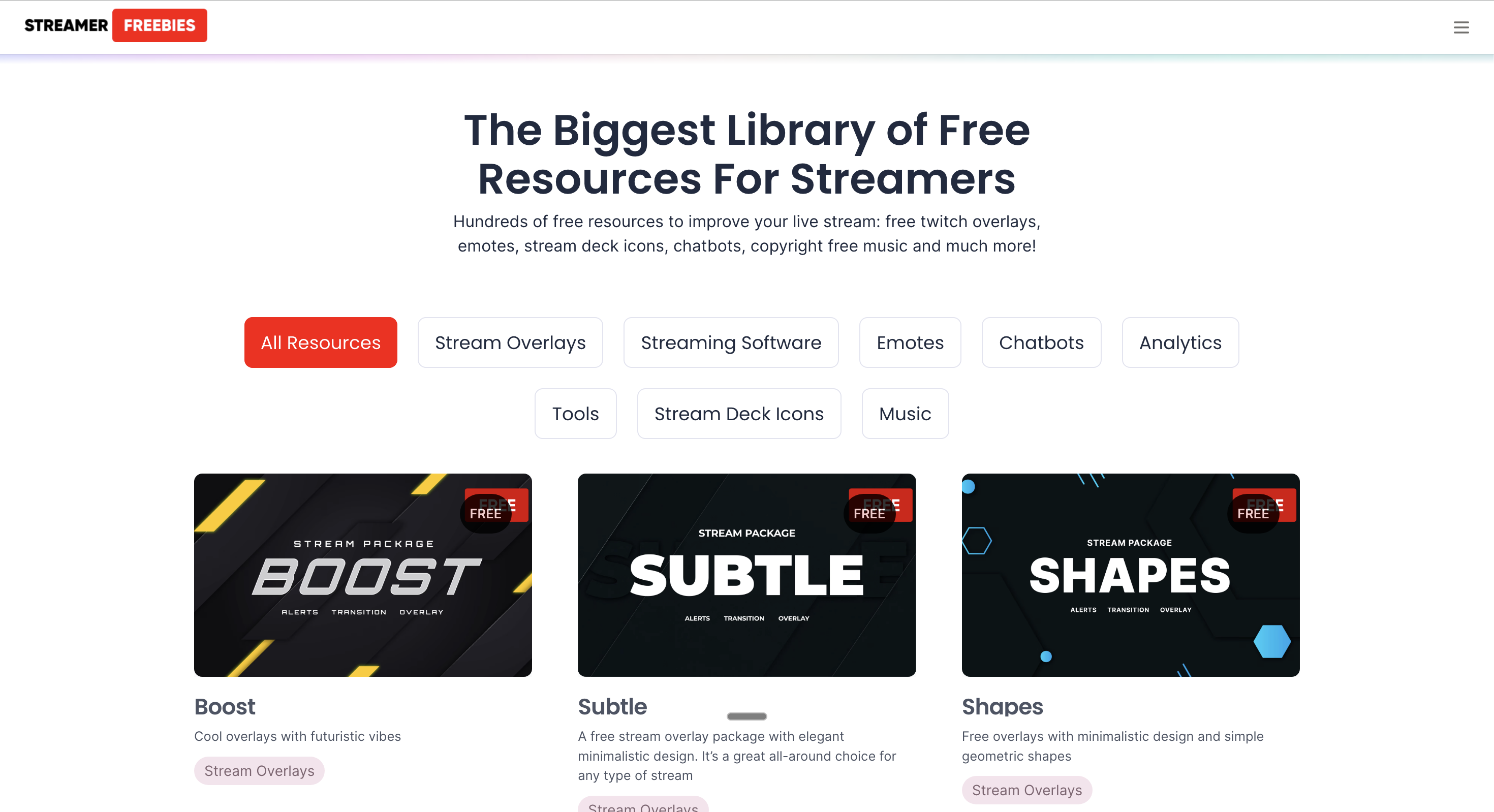 StreamerFreebies website screenshot